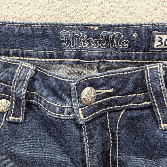 Miss Me Capri Jeans Womens 30 Blue Embroidered Floral Sequin Pockets M3315P - Picture 6 of 11